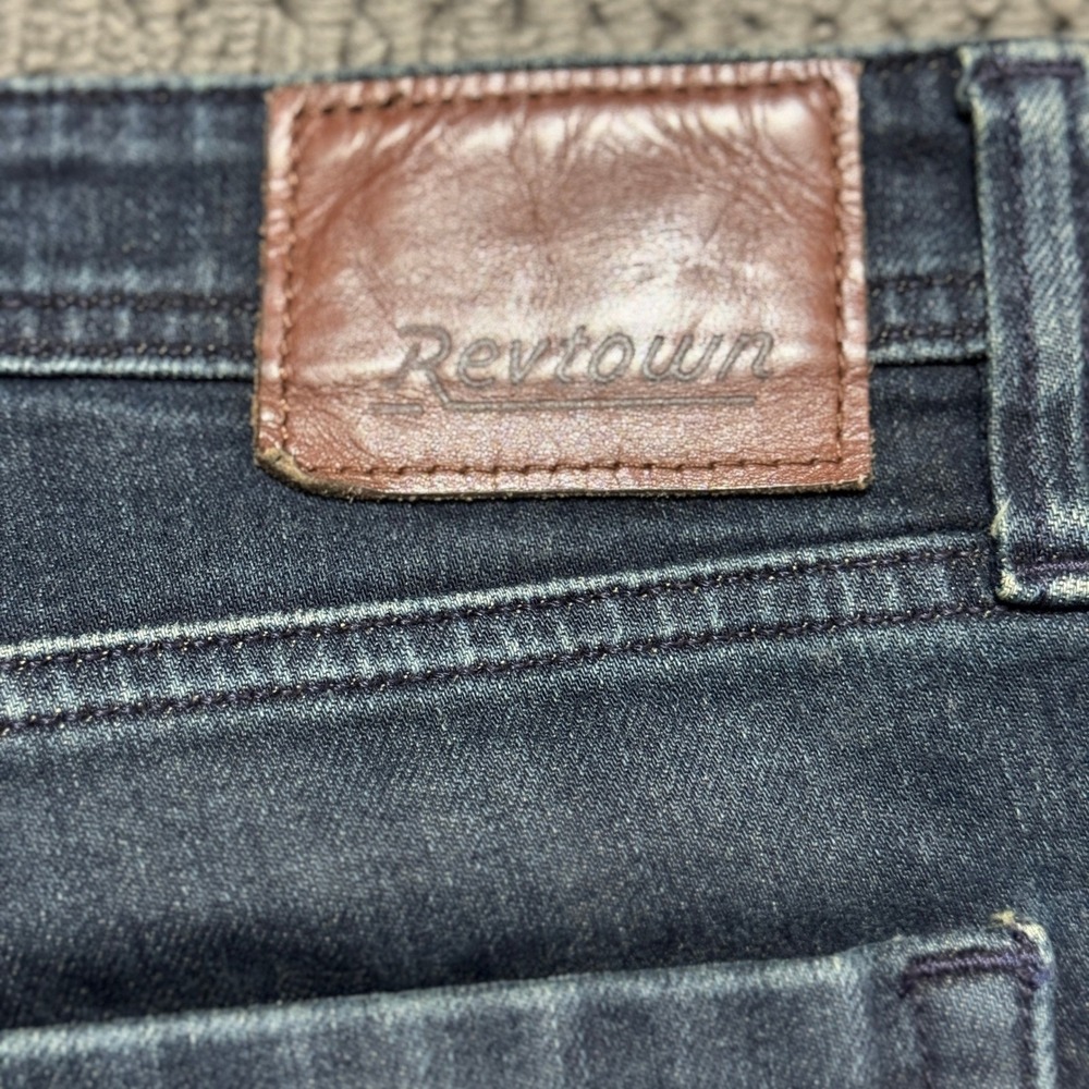Revtown Mens Sharp Dark‎ Wash Straight Leg Denim Jeans 33x30 Stretch - Picture 10 of 10